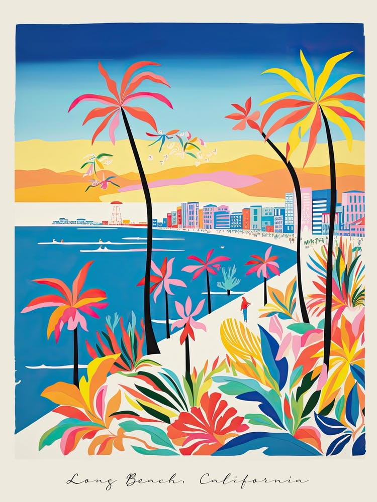 Poster Of Long Beach, California, Matisse And Rousseau Style 4