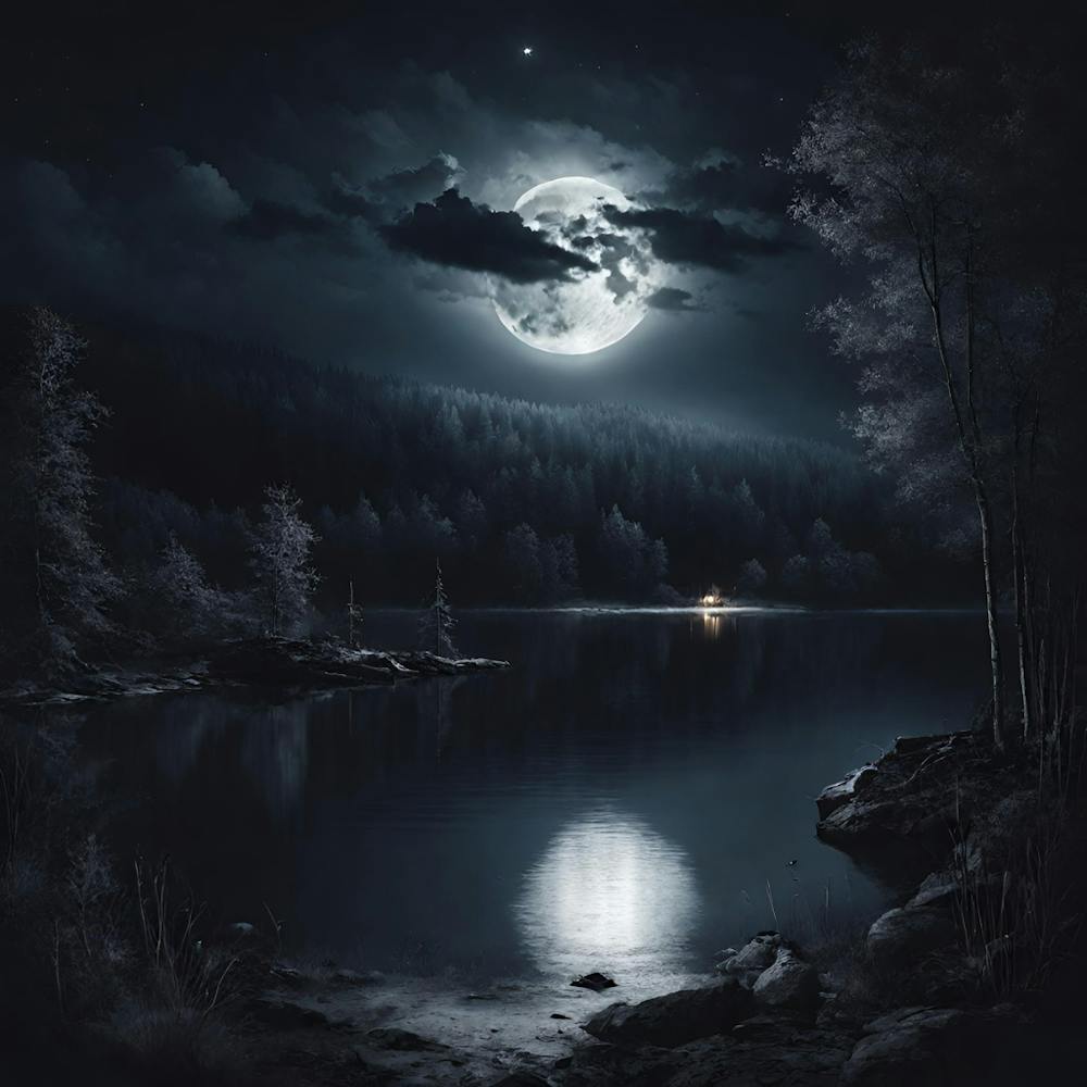 Full Moon Over Lake 1