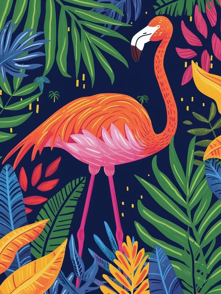 Greater Flamingo Celestun Yucatan Mexico Tropical Illustration 10