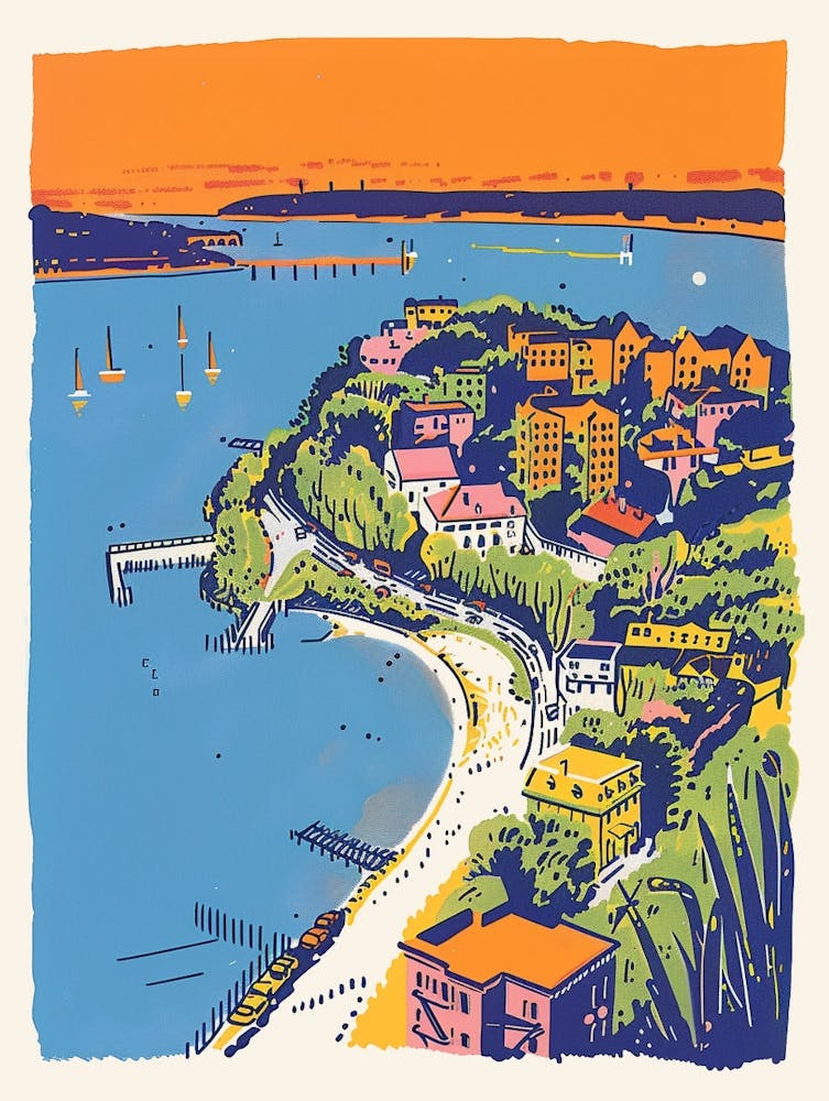 Pelham Bay New York Colourful Silkscreen Illustration 3