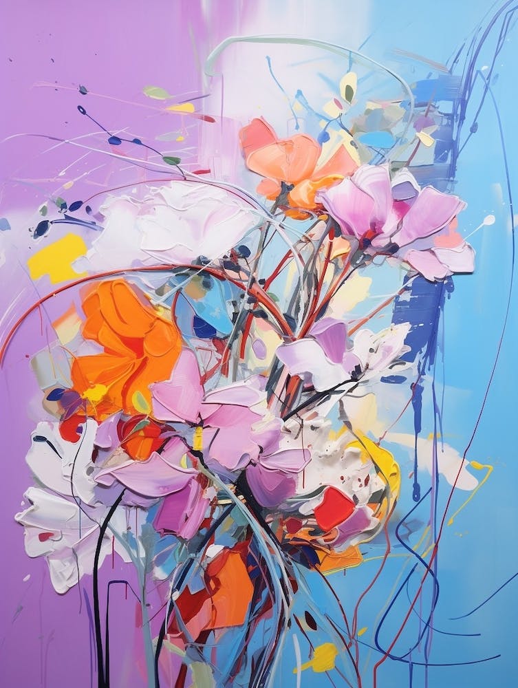 Abstract Flower Painting Lilac 1