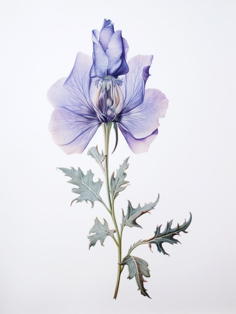 Pressed Flower Botanical Art Aconitum 1