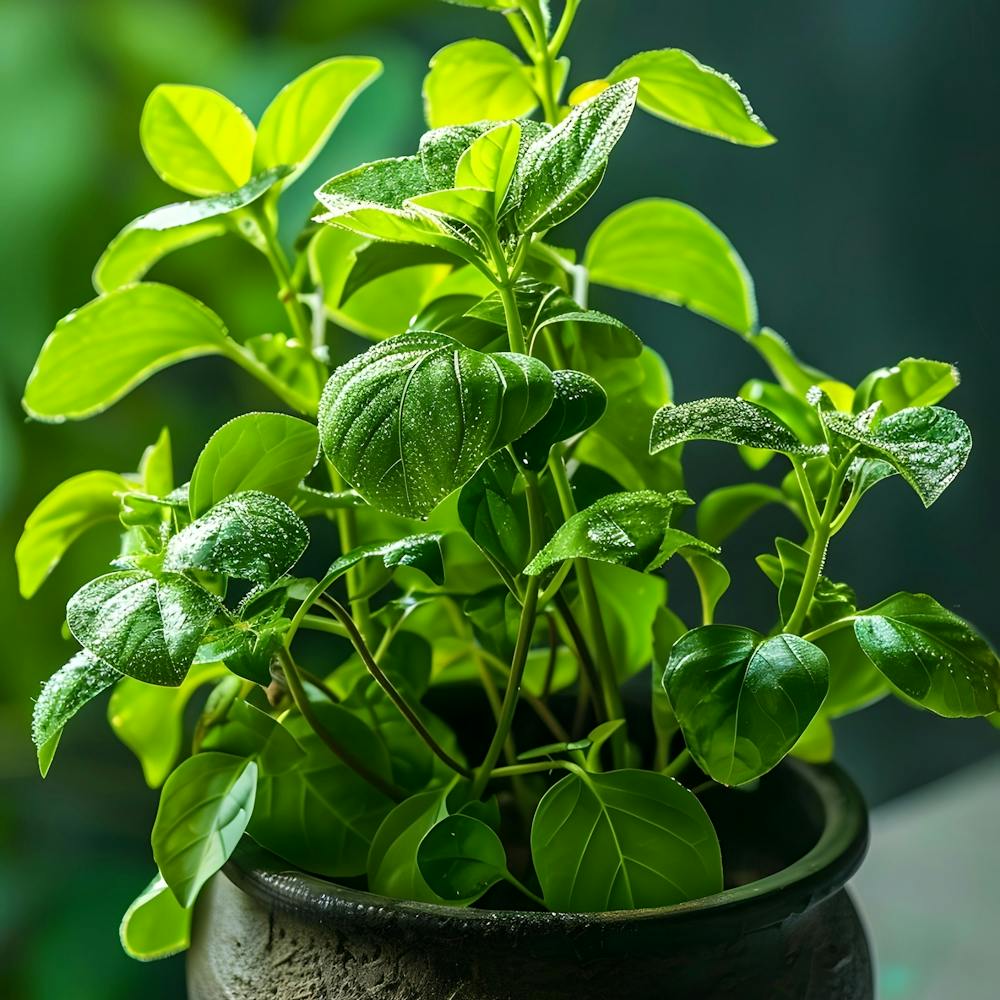 Fresh Basil In A Pot