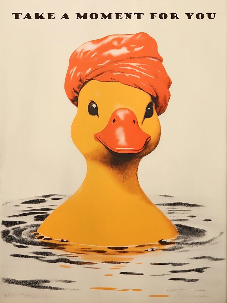 Yellow Rubber Duck Bathroom Wall Art Toilet Poster Funny Printable Bathroom Art 50s 60s Print Toilet Print Self Care Art Cute Quote