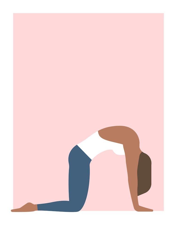 Cat cow yoga pose in pink