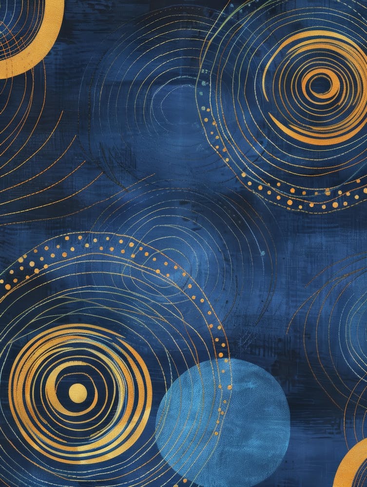 Blue And Gold Swirls 1