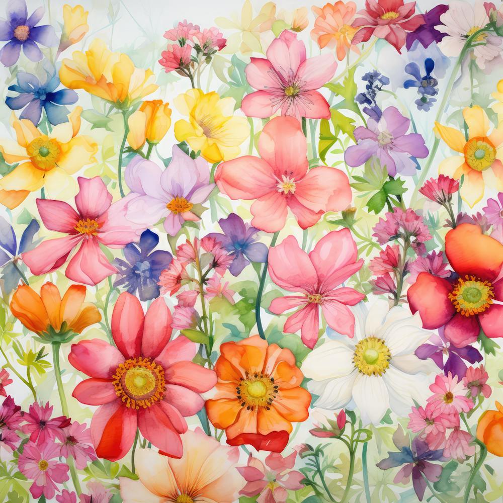 Watercolor Windflowers Garden