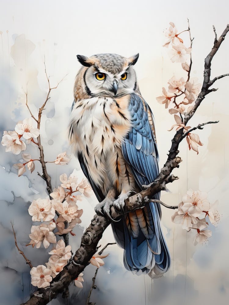 Owl, Japanese Brush Painting, Ukiyo E, Minimal 4