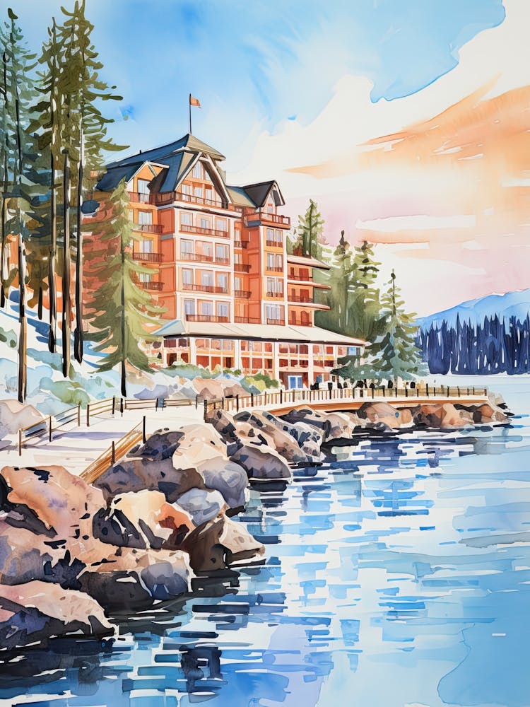 The Ritz Carlton, Lake Tahoe   Truckee, California  Resort Storybook Illustration 1