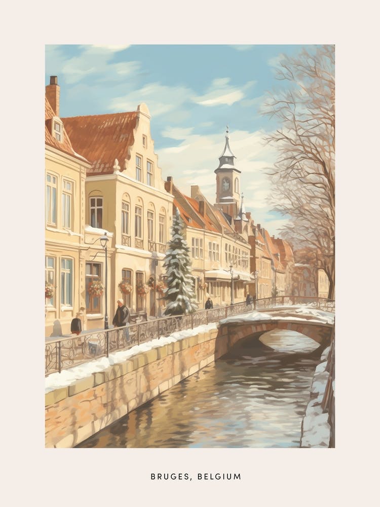 Vintage Winterposter Brügge Belgien 5