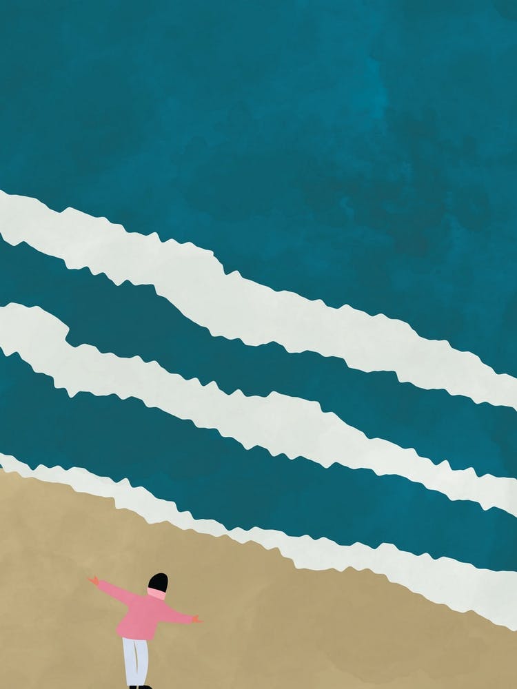 Minimalist Beach Illustration Scandi Nordic Wall Art