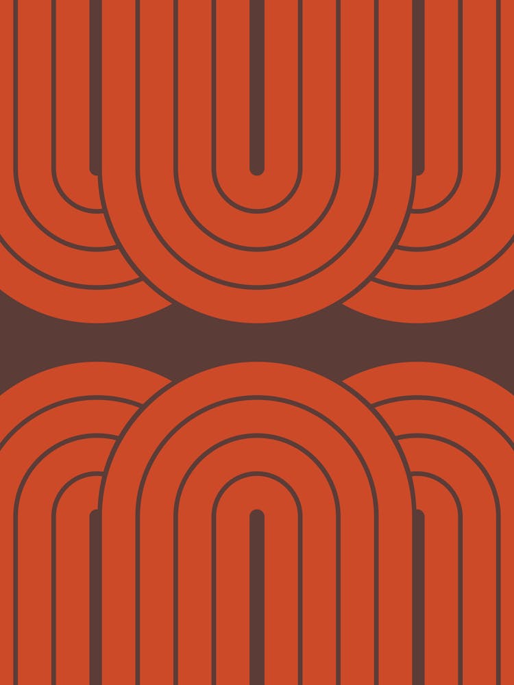 Midcentury Modern Arch Pattern Vxii In Retro Royal Brown Dark Pastel Red 01