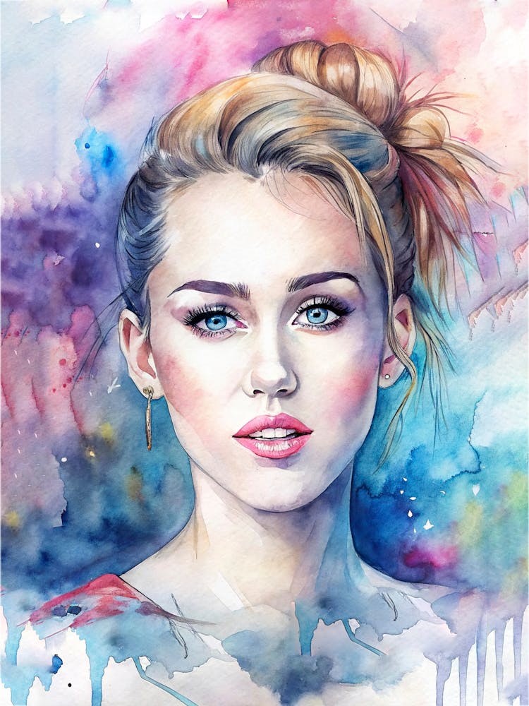 iley Cyrus In Watercolor