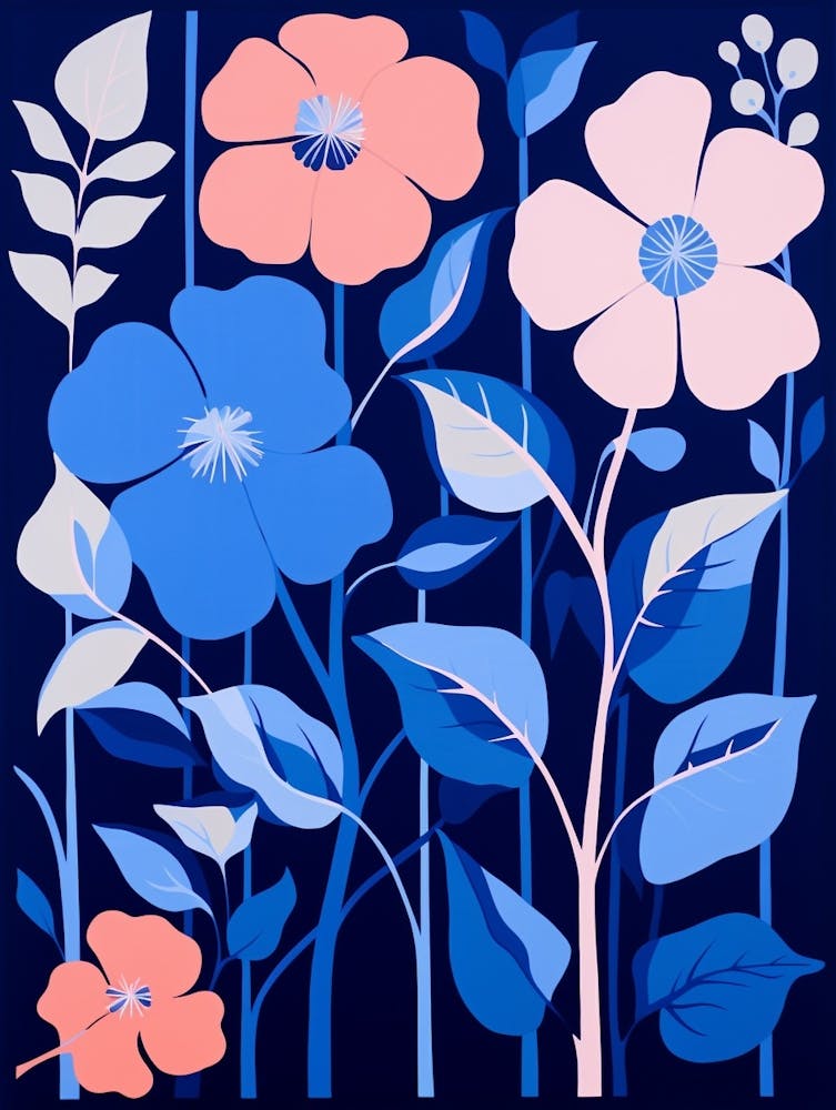 Blue Flower Illustration Impatiens 1