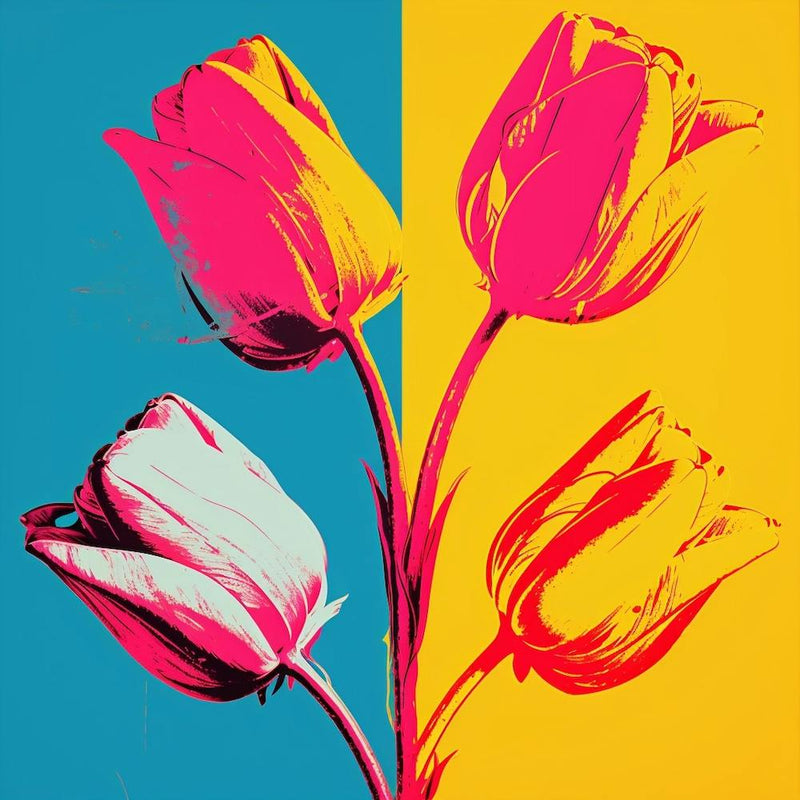 Andy Warhol Style Pop Art Flowers Tulip 1 Square