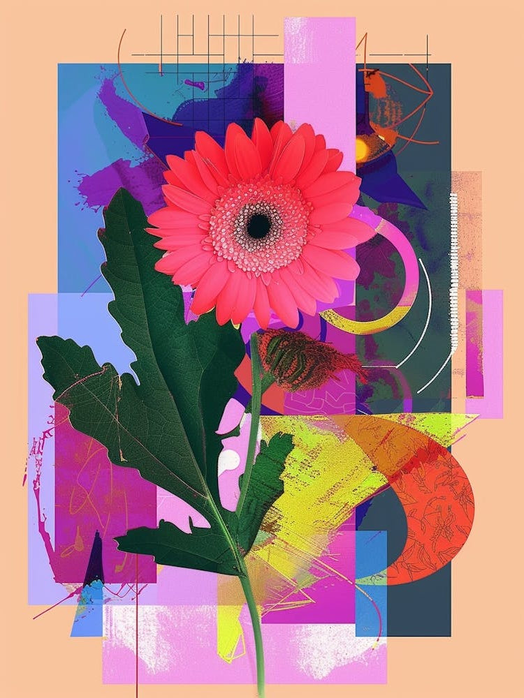 Gerbera Daisy 4 Neon Flower Collage