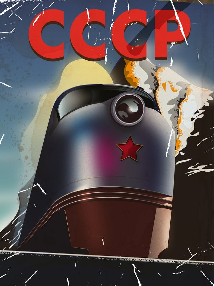 CCCP Soviet Locomotive Poster