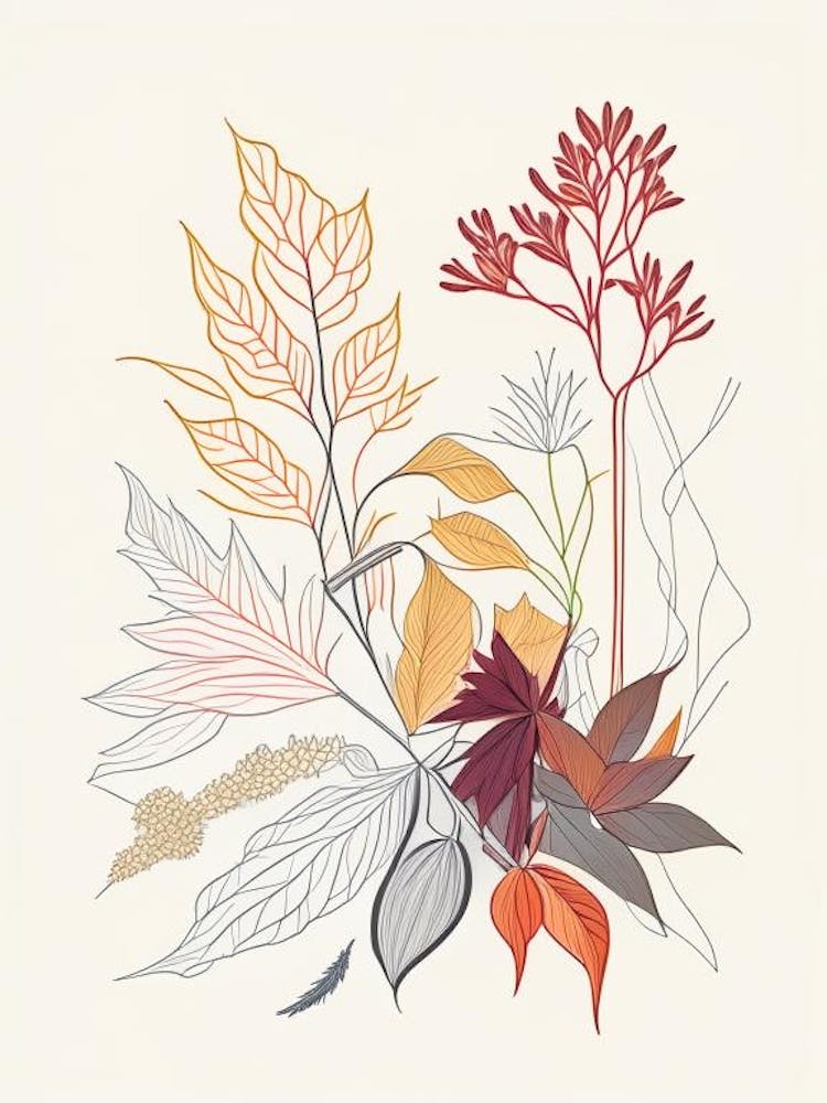 Ginseng Spices And Herbs Minimal Line Drawing 1