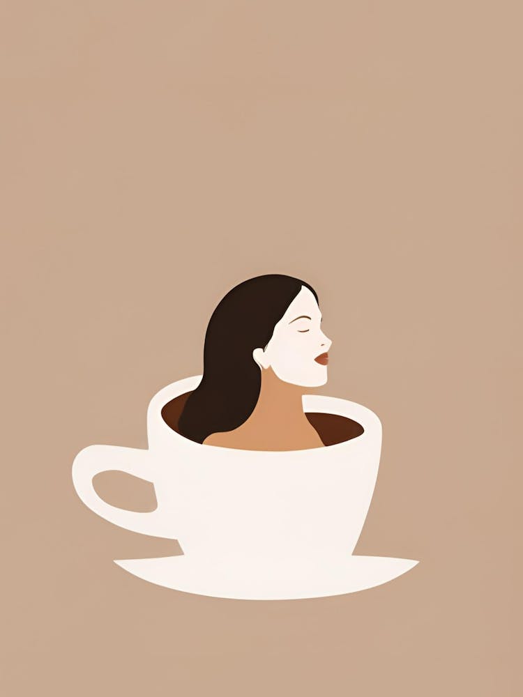Woman In A Coffee Cup Coffee Lover Girl