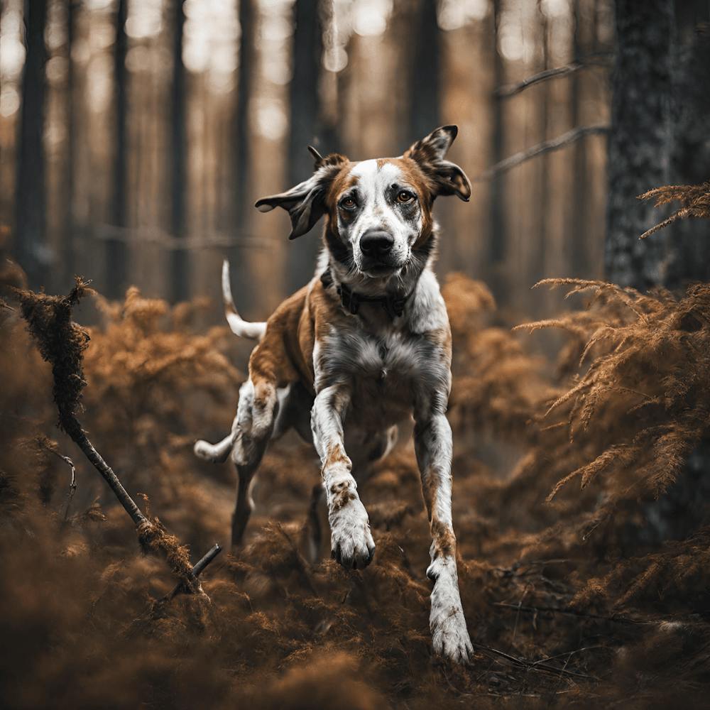 Dog Running In The Forest