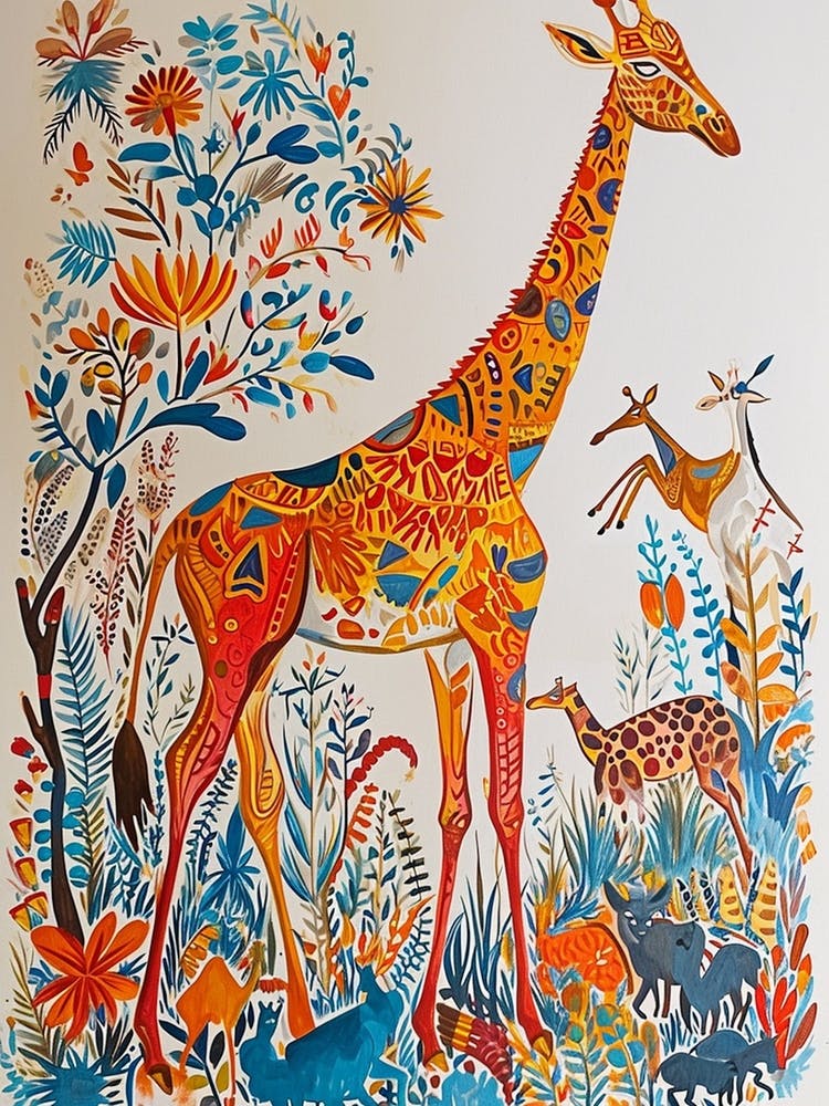 Giraffe In The Nature Illustration 3