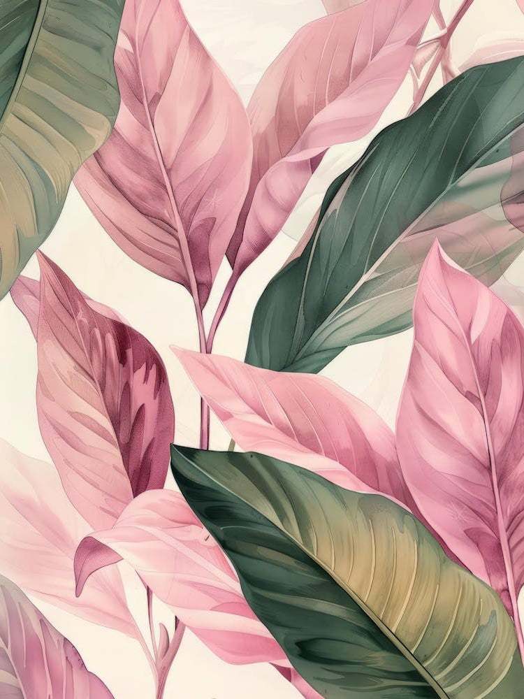 Pink Tropical Leaves
