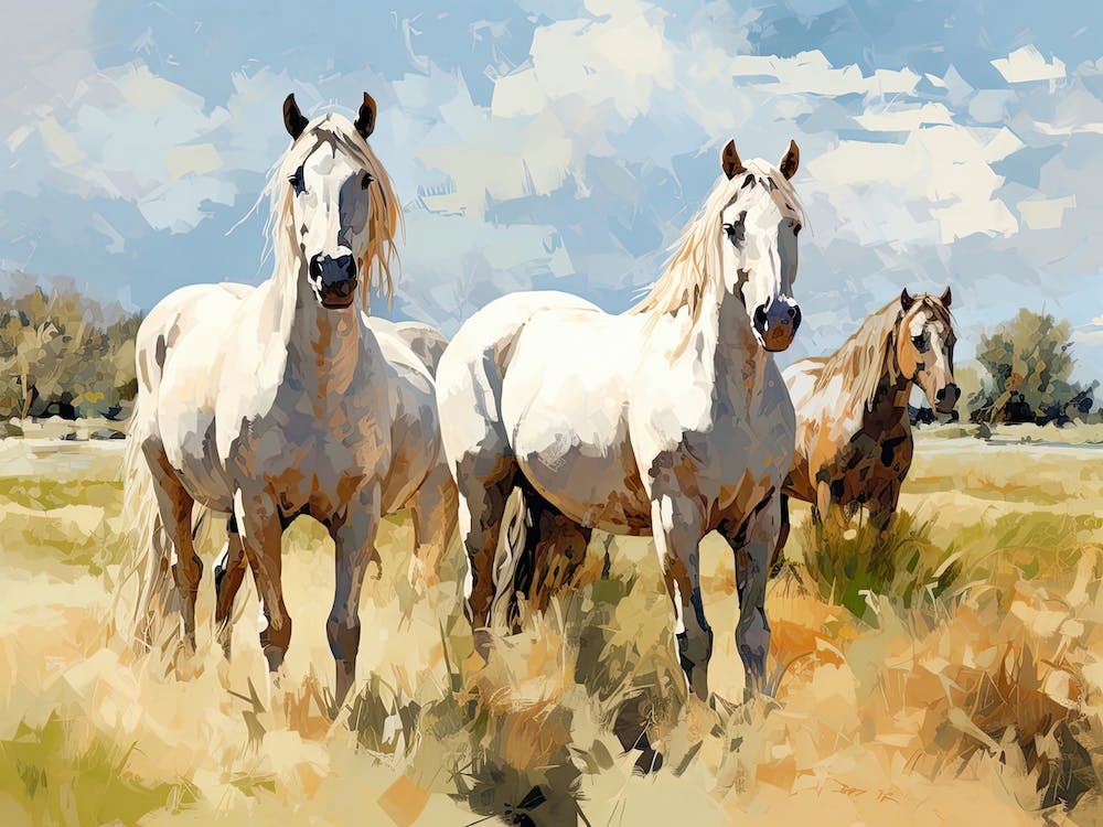 Horses Painting In Mendoza, Argentina, Landscape 2