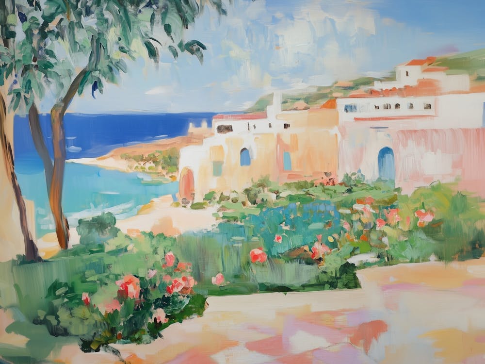 Mediterranean Coastal With Lush Flora