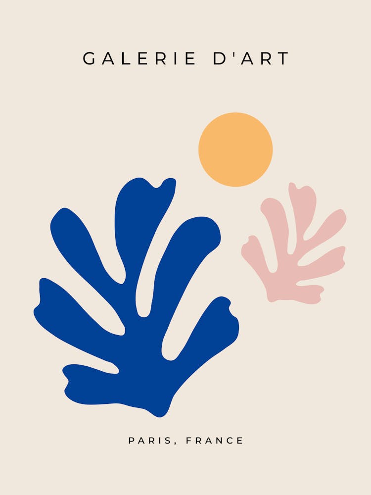 Cut Outs Abstract Leaves Blue Yellow