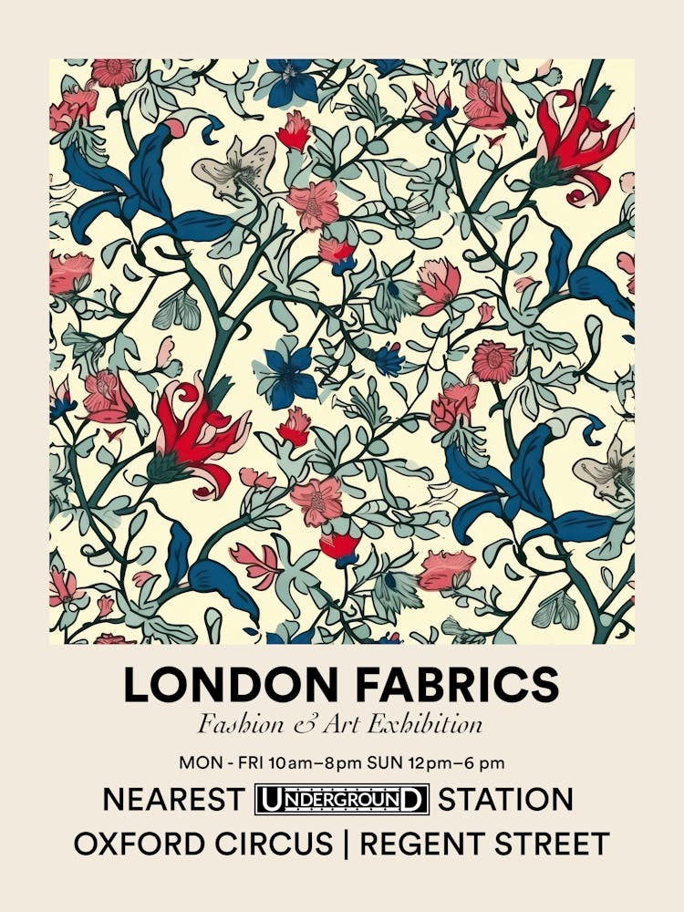 Poster Sunny Meadow London Fabrics Floral Pattern 1