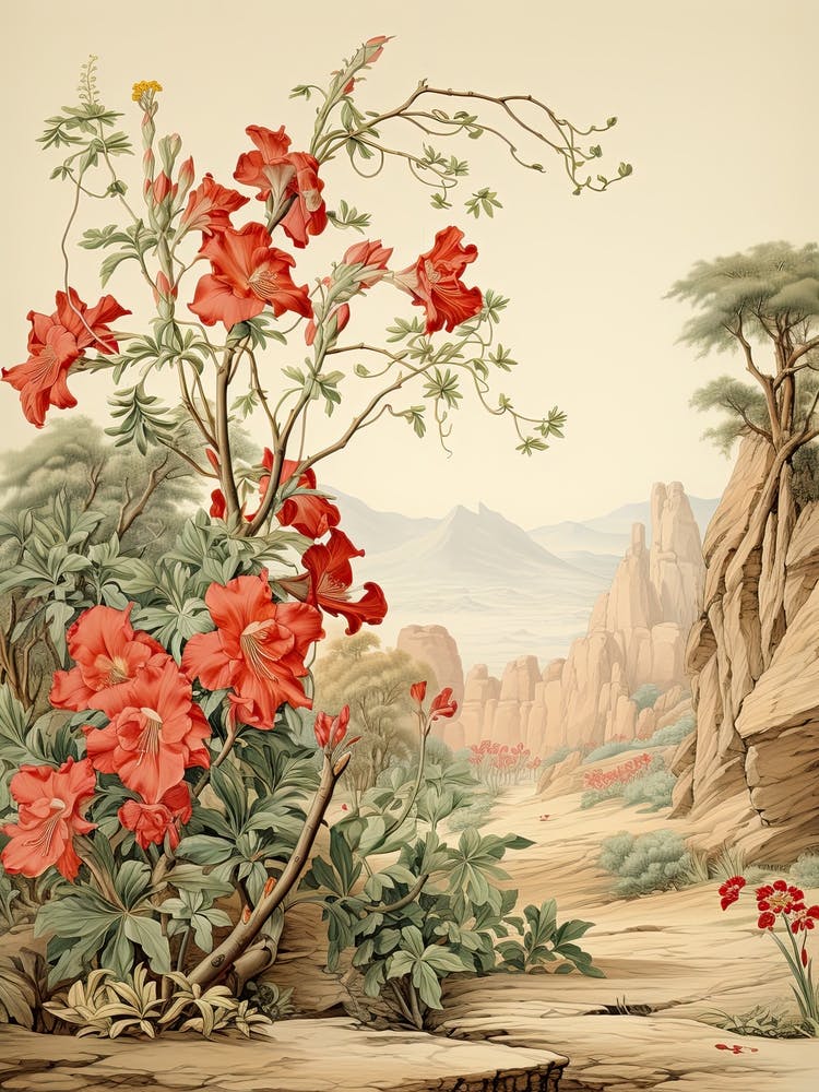 Chinese Trumpet Vine  Flower Victorian Style 3