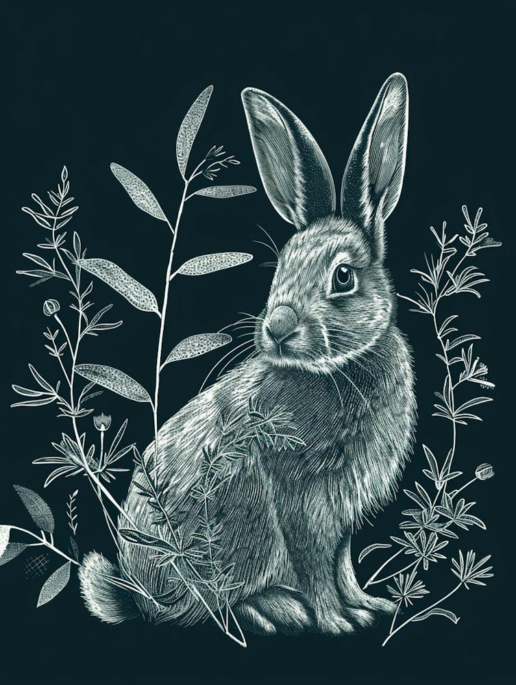 Silver Marten Rabbit Minimalist Illustration 3