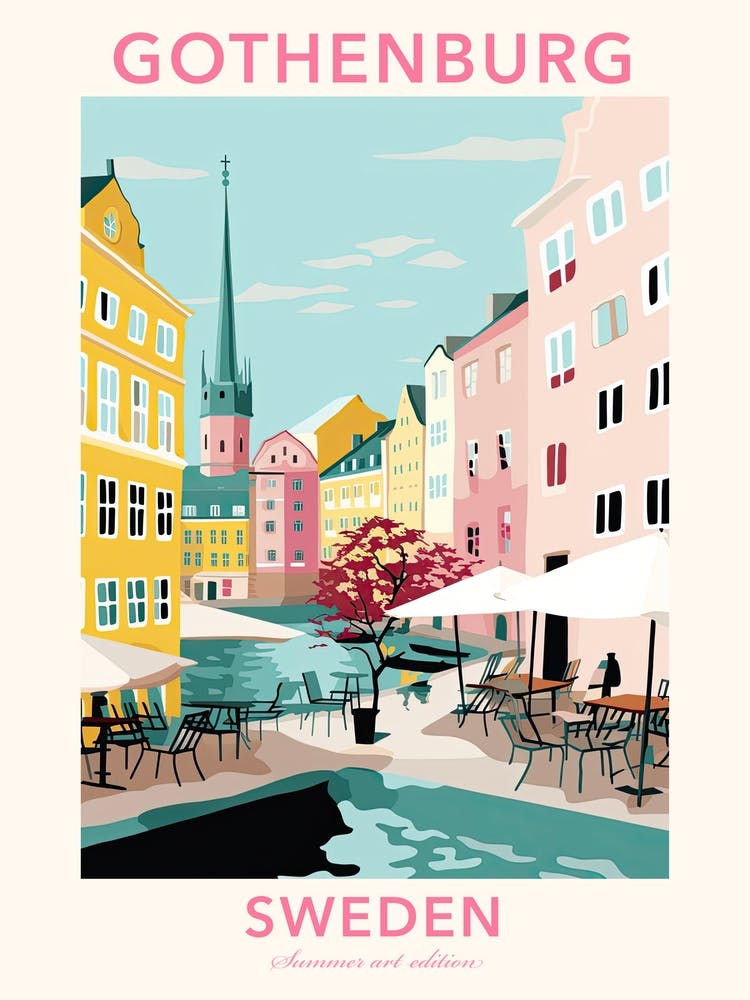 Göteborg, Schweden, Flache Pastelltöne Illustration 1 Poster