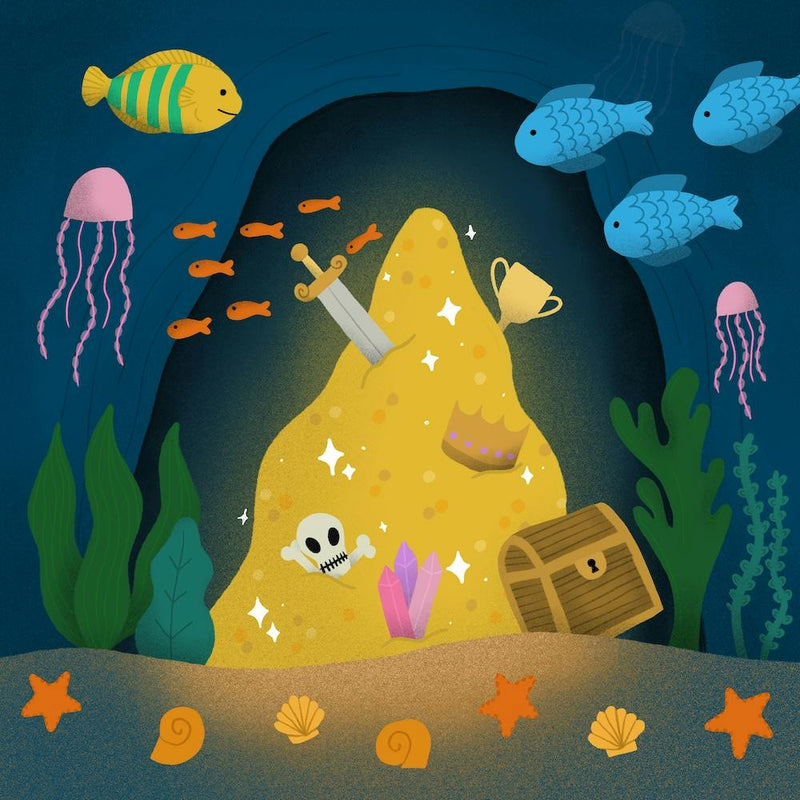 Underwater Pirate Treasure and Fish