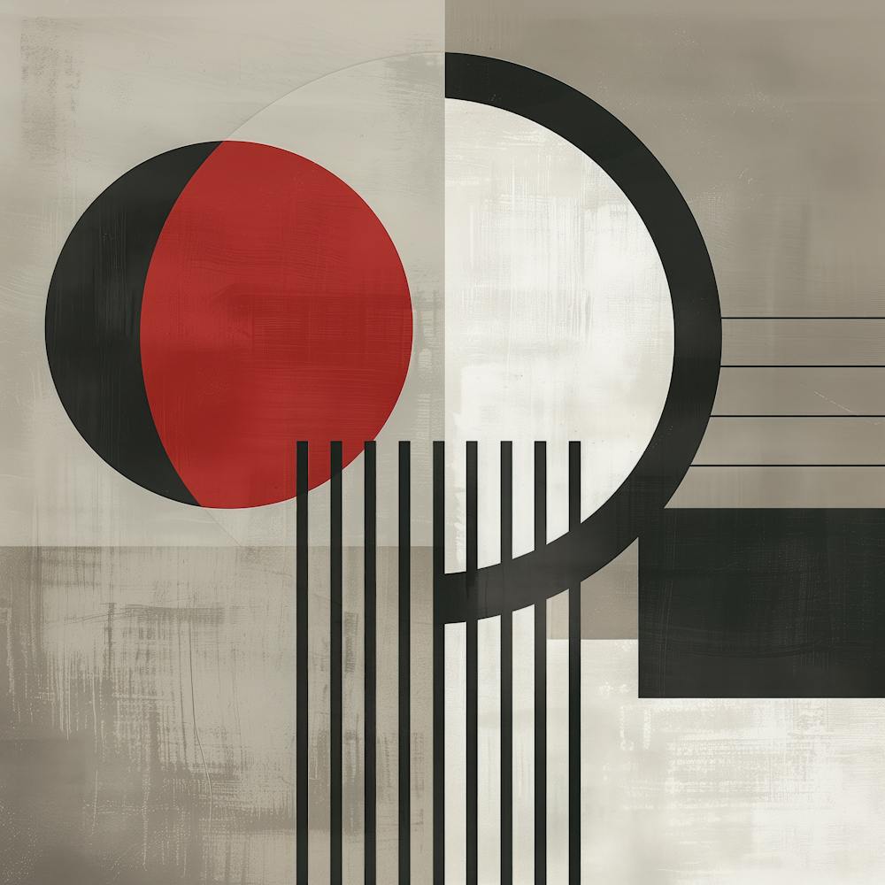 Abstract Geometry - Red Circle and Lines