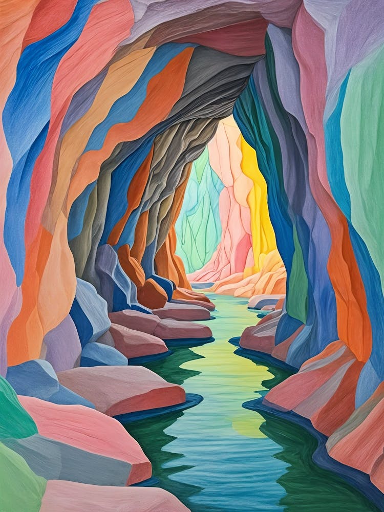 River In A Cave In Colour