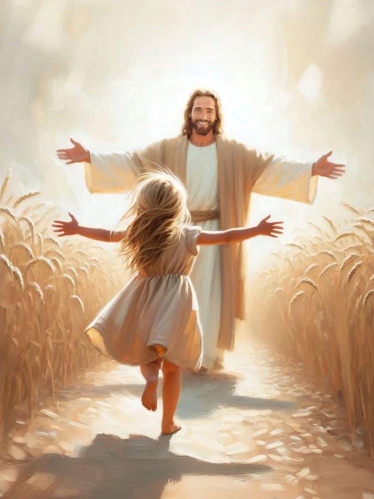 A Leap Of Faith, Christian Art, Jesus And Girl Art, Jesus Painting, Lds Art, Bible Wall Art, Jesus And Children, Jesus Print, Jesus And Kids