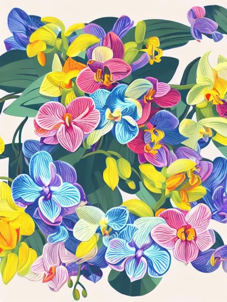 Orchids Modern Colourful Flower