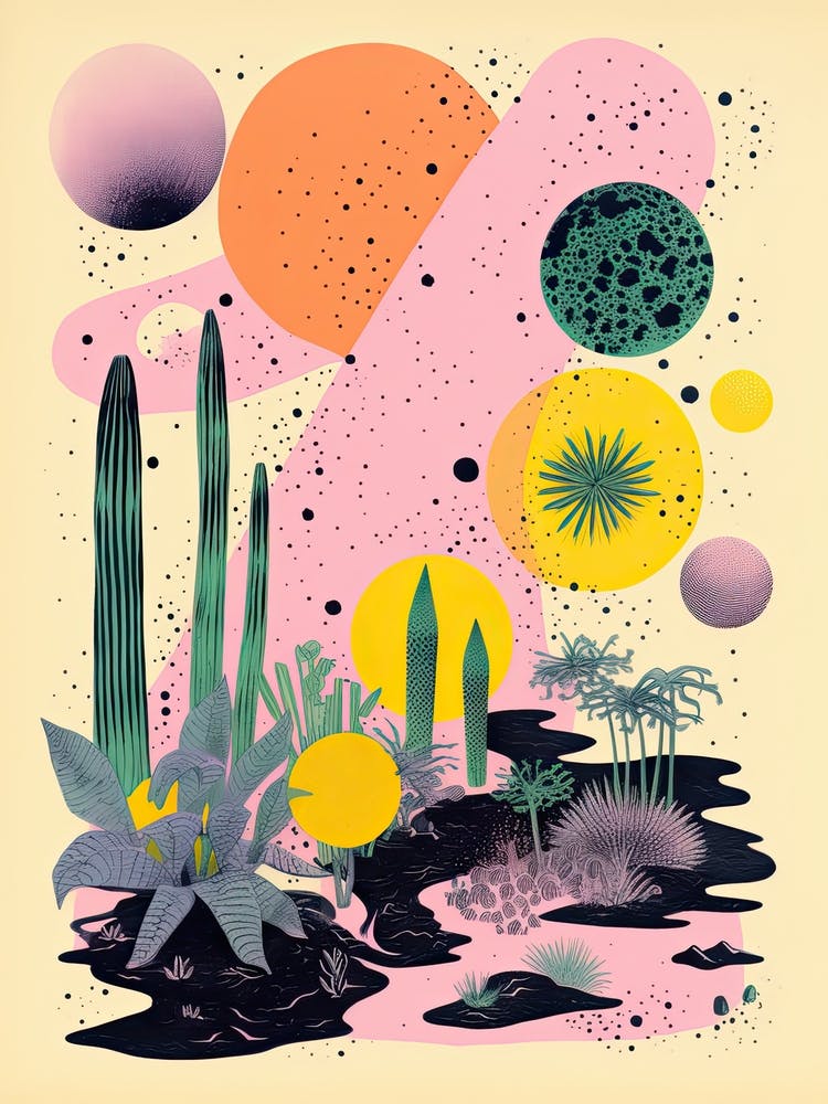 Abstract Botanical Risograph Style 7