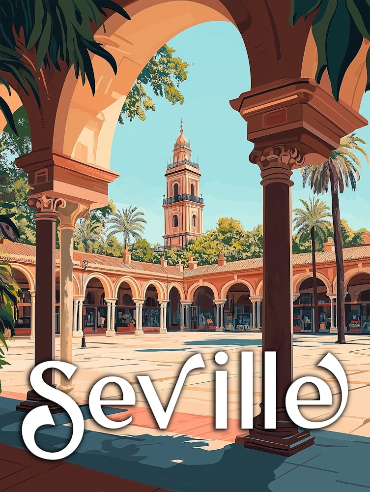 Vintage Seville, Spain - Classic Spanish Souvenir Poster