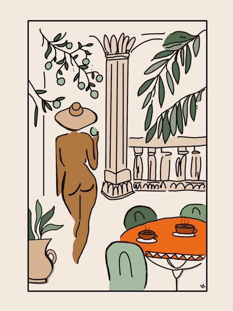 Grèce, palais, petit déjeuner