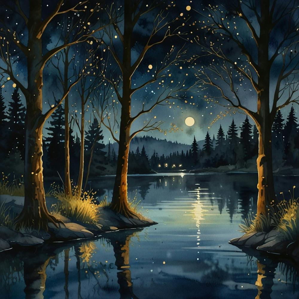 Night By The Lake paintings