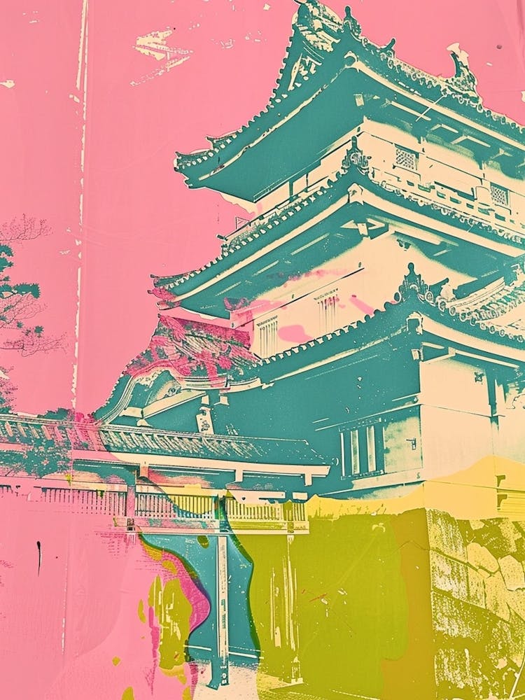 Japanese Traditional Castle Pink Silkscreen 4