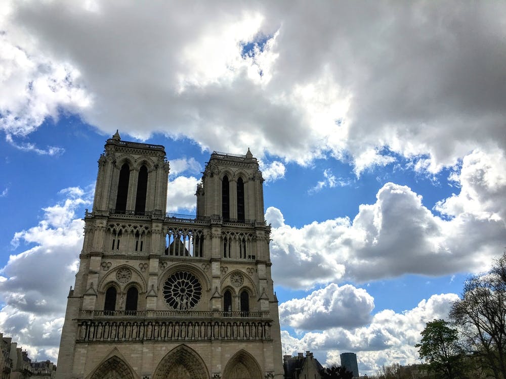 Old Notre Dame Cathedral and Clouds (Paris Series)