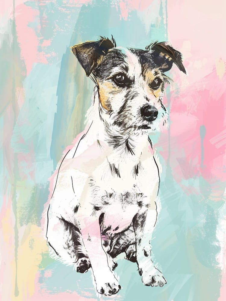 Pastel Parson Russell Terrier Dog Pastel Line Illustration  1
