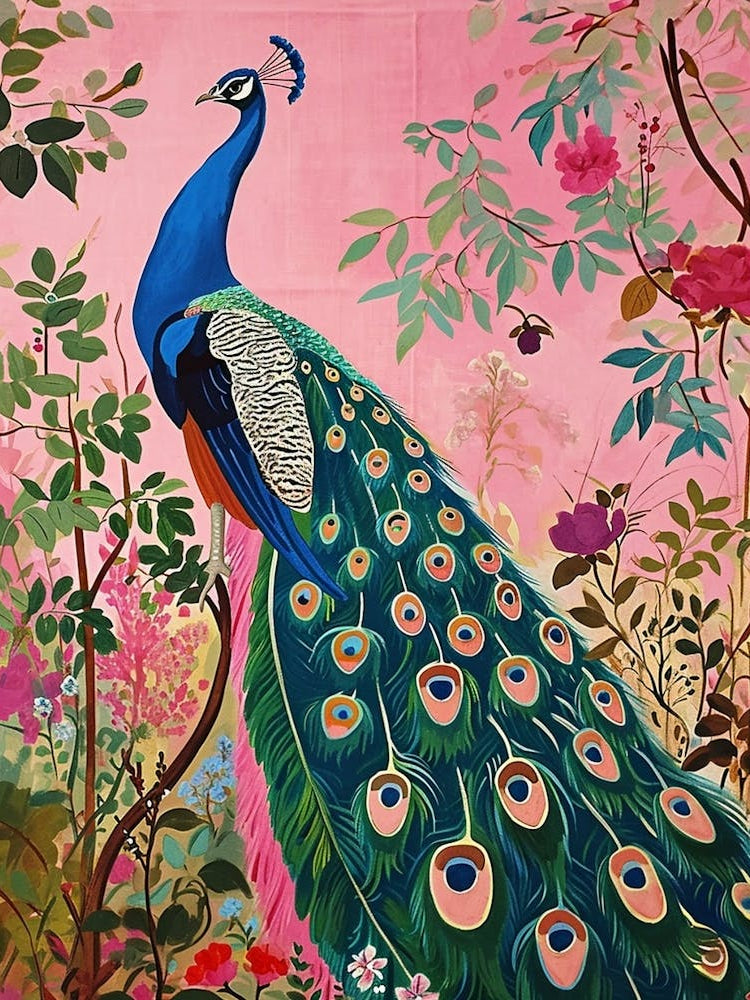 Floral Animal Painting Peacock 1