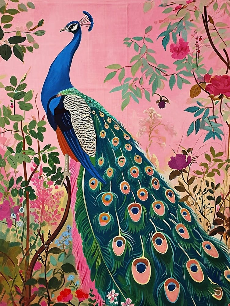 Floral Animal Painting Peacock 1
