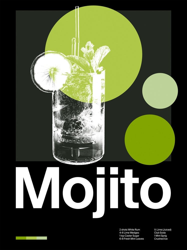 Mid Century Dark Mojito Cocktail