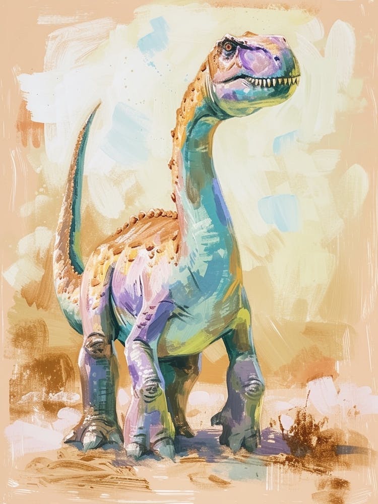 Gedämpfte Pastelltöne Dinosaurier Lila 4