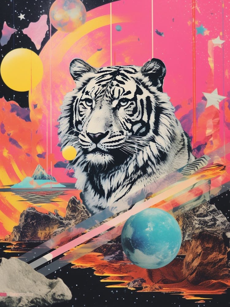 Tiger Retro Space Collage 4